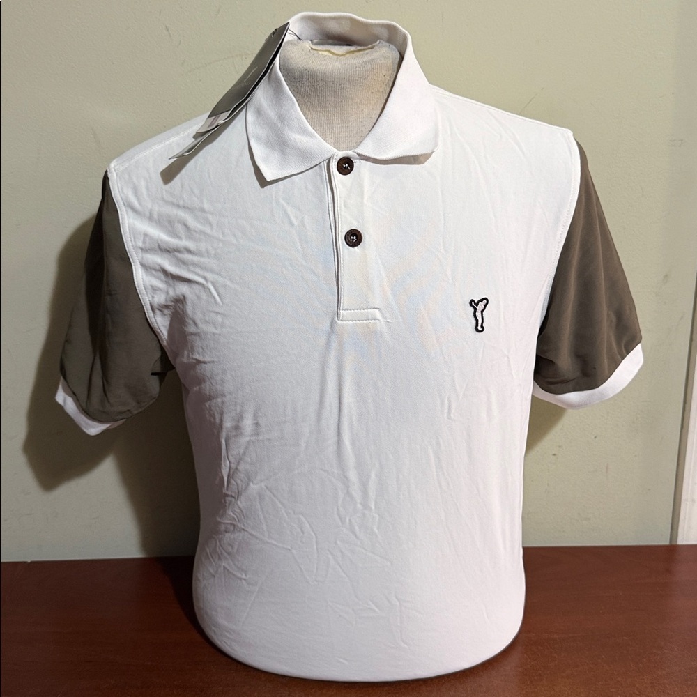 GOLFINO MEN'S COLORBLOCK GOLF POLO WHITE NEW NWT